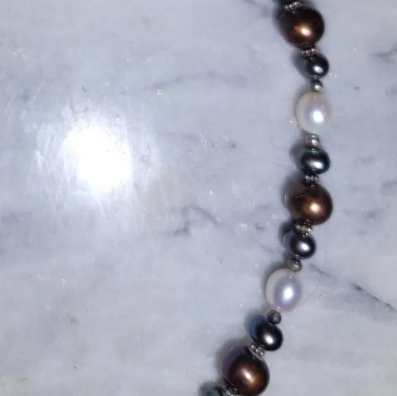 Artisan 20" Necklace Chocolate Black Saltwater Pearls Sterling 925 Quinc… - Picture 5 of 6
